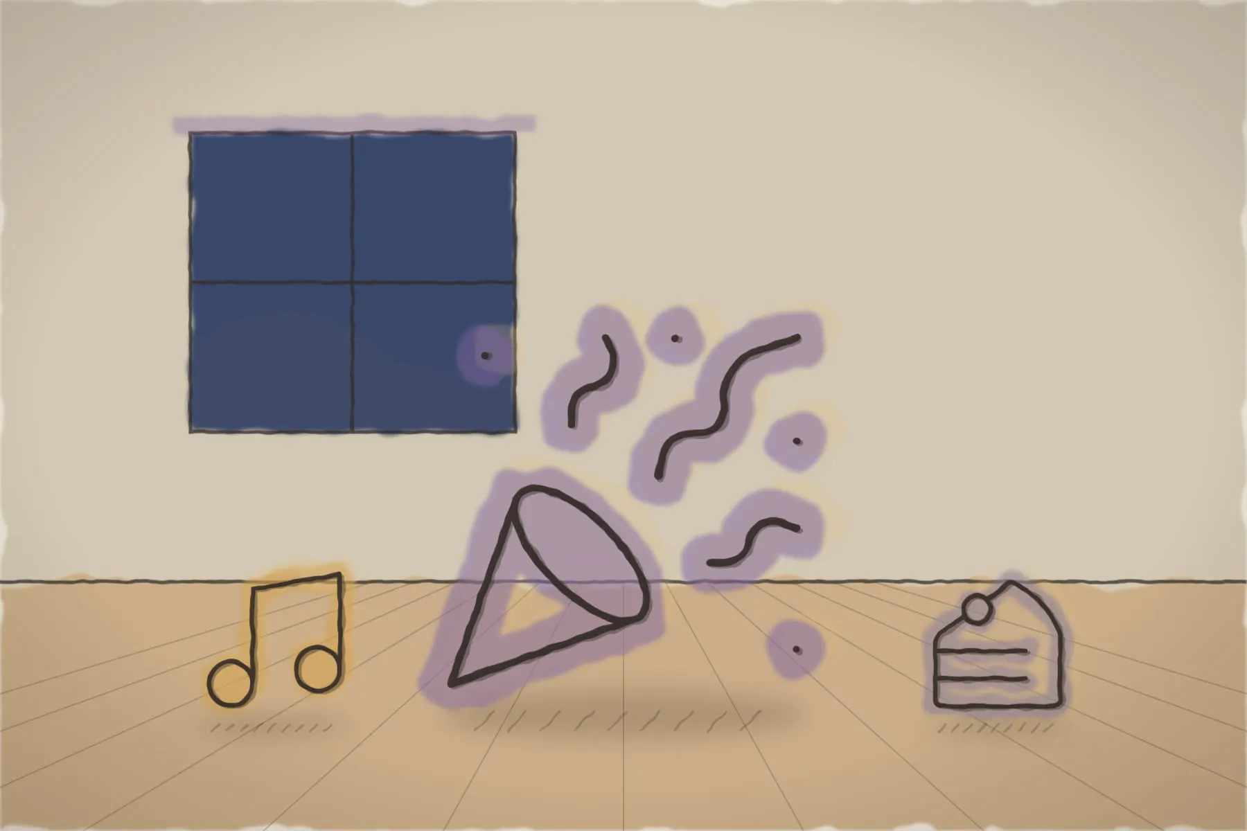 Aniversare cu DJ și lumini (ilustrație)